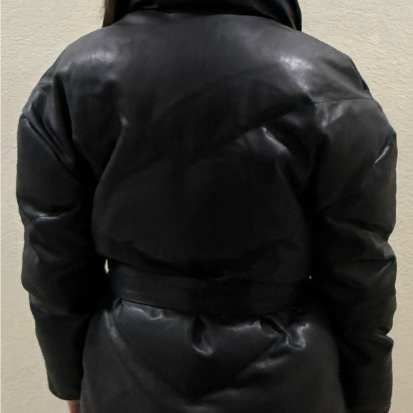 BLANK NYC The Love Doctor Black Vegan Faux Leather Puffer Coat Jacket Medium NWT - Picture 5 of 6